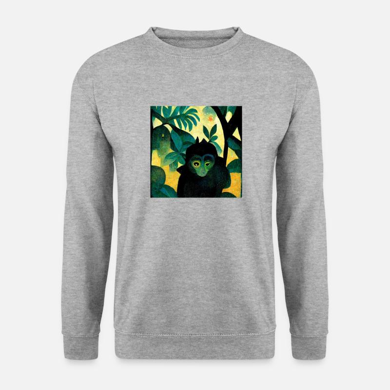 kleiner affe im dschungel - Unisex Pullover - Weißgrau meliert