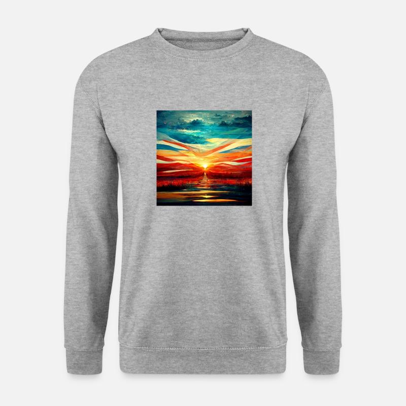 Glück Sonnenuntergang - Unisex Pullover - Weißgrau meliert