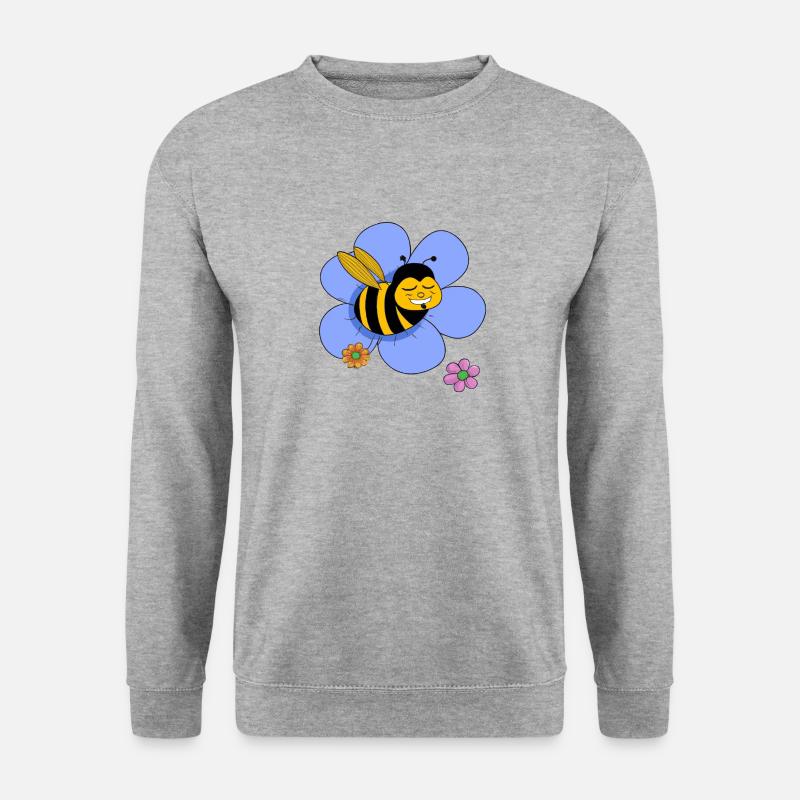 Fette witzige Biene - Unisex Pullover - Weißgrau meliert