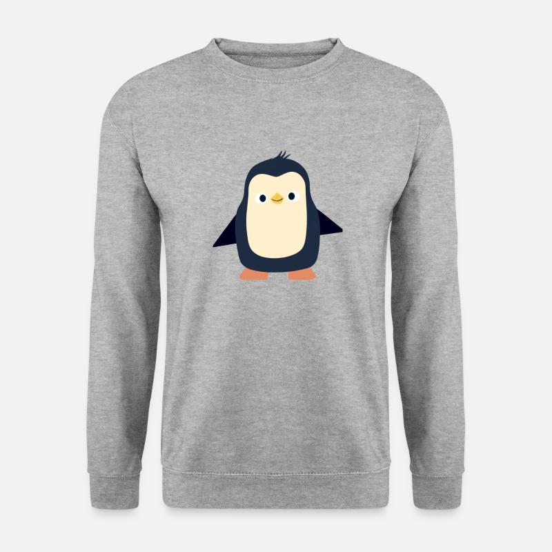 Pinguin Illustration - Unisex Pullover - Weißgrau meliert