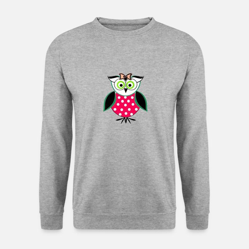 Eule Illustration - Unisex Pullover - Weißgrau meliert