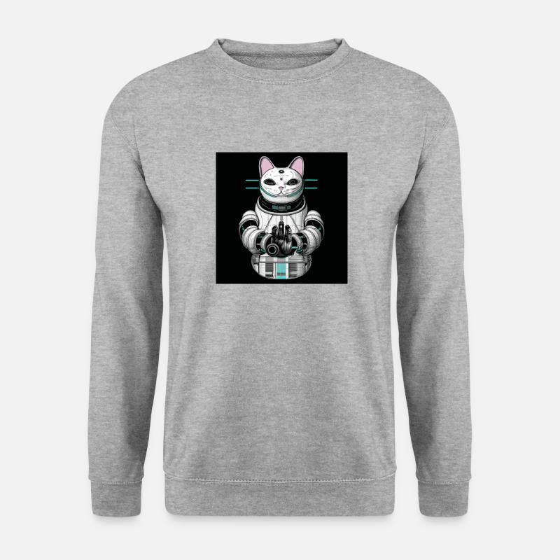 Cyborg Cat - Unisex Pullover - Weißgrau meliert