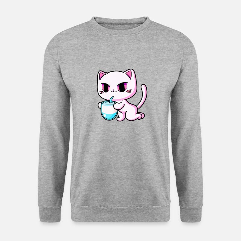 Katze aus der Zukunft - Unisex Pullover - Weißgrau meliert