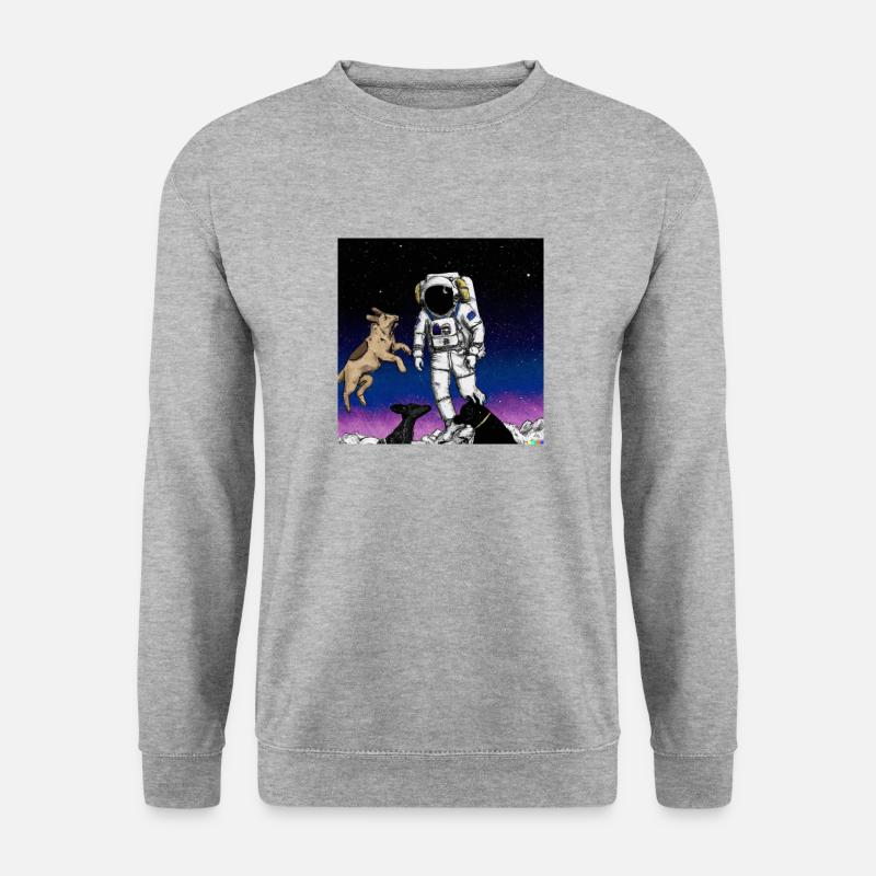 Dogs and Astronaut - Unisex Pullover - Weißgrau meliert