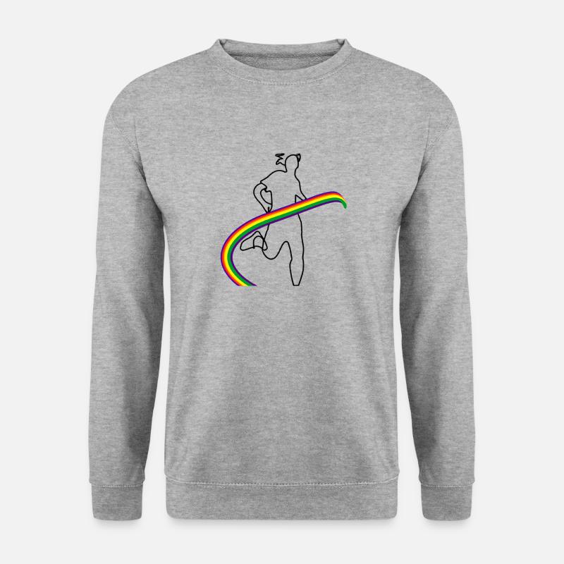 Regenbogen Läufer - Unisex Pullover - Weißgrau meliert