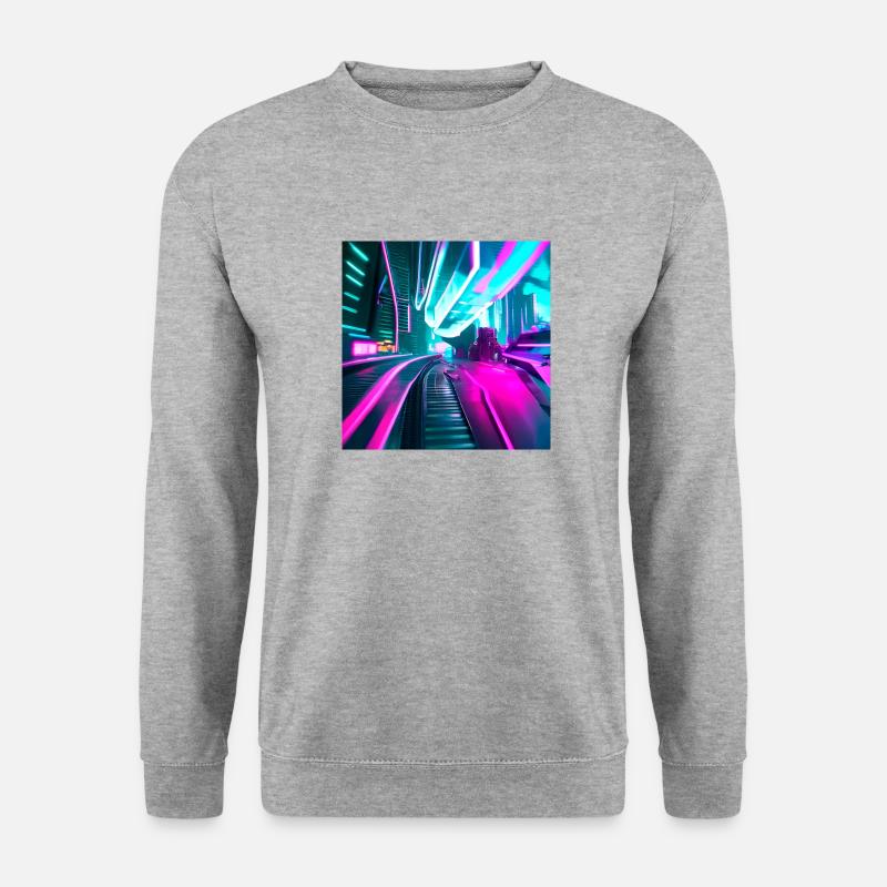 beautiful abstract neon lights - Unisex Pullover - Weißgrau meliert