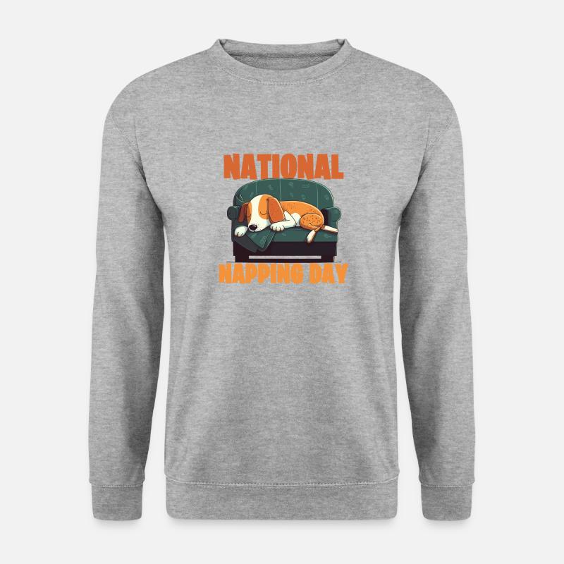 national napping day - dog napping couch - Unisex Pullover - Weißgrau meliert