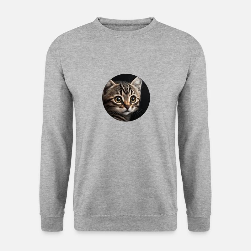 süßes Tabby-Kätzchen mit großen Augen - Unisex Pullover - Weißgrau meliert