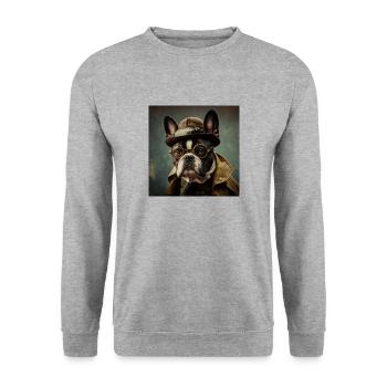 Schöner Hunde retro look! Für Hundeliebhaber! - Unisex Pullover - Weißgrau meliert - Vorne - Alina (178cm) & Michal (187cm)