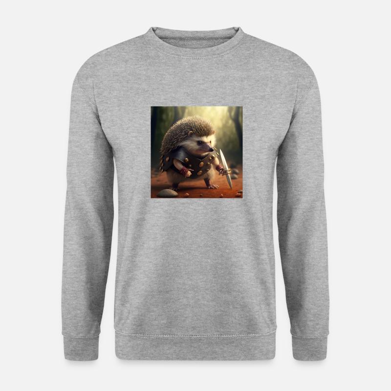 Igel Schwertkämpfer - Unisex Pullover - Weißgrau meliert