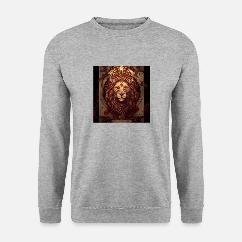 Löwe im Mystischen Tarot Karten Design! - Unisex Pullover - Weißgrau meliert