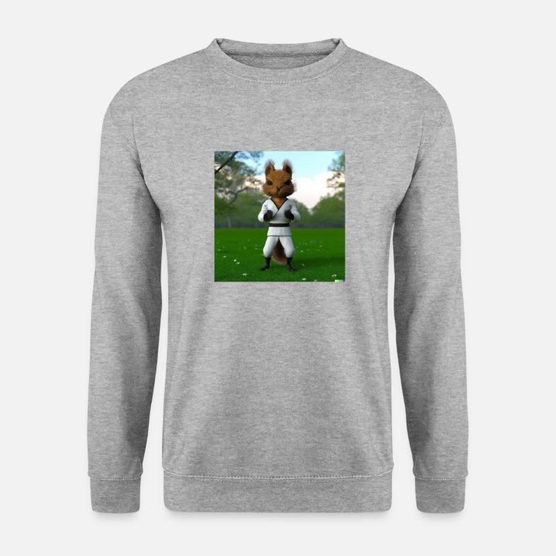 Karate Hörnchen - Unisex Pullover - Weißgrau meliert