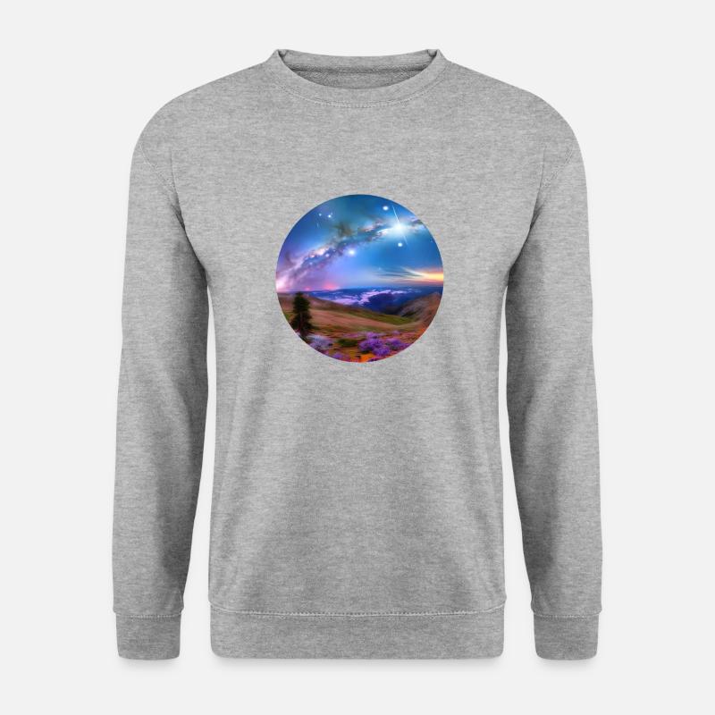 Galaxie Digital Art - Unisex Pullover - Weißgrau meliert