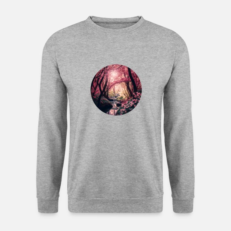 Kirschblütenwald - Unisex Pullover - Weißgrau meliert