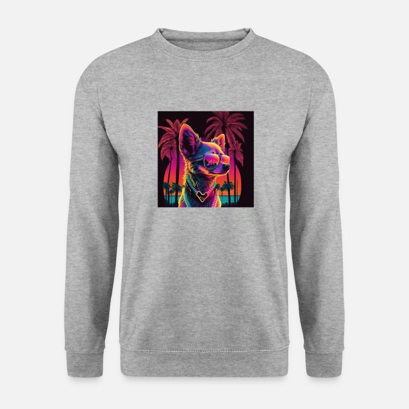Neon dog with palm trees - Unisex Sweatshirt - salt & pepper