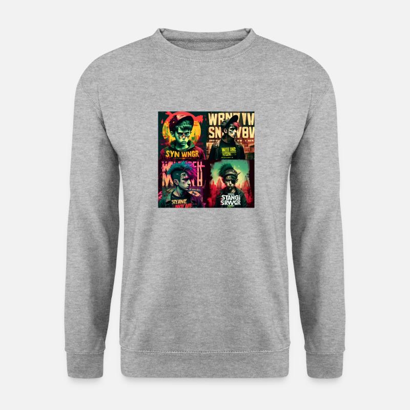 Strange new world im Cyber Punk - Unisex Pullover - Weißgrau meliert
