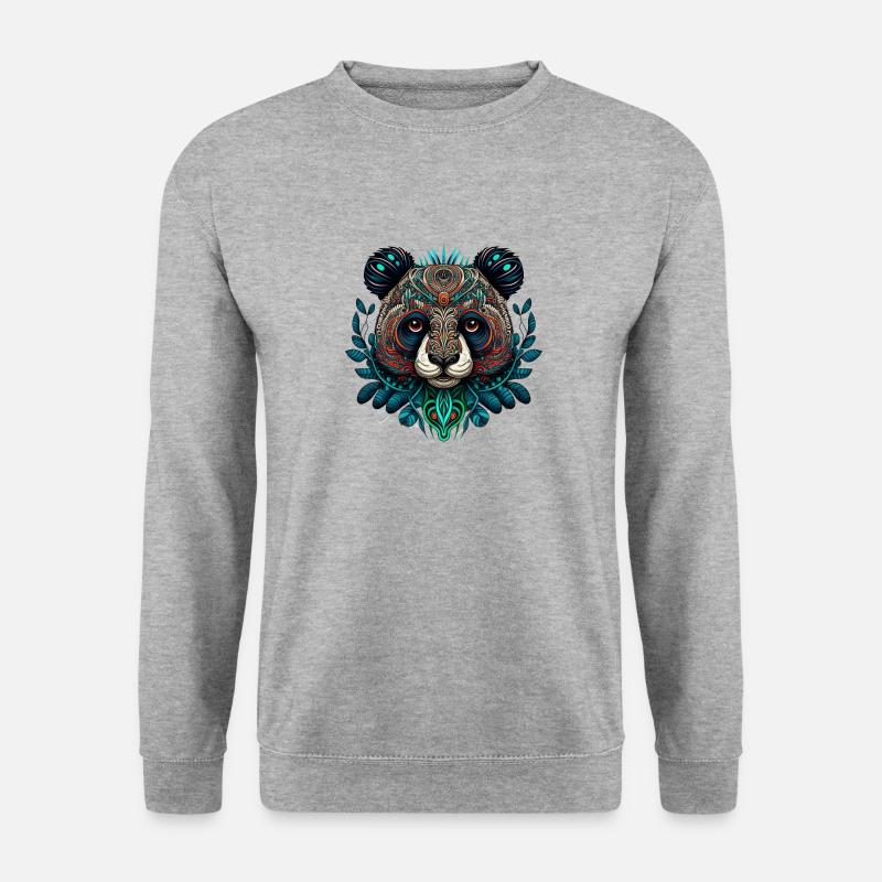 Pandalas süßer Panda - Unisex Pullover - Weißgrau meliert