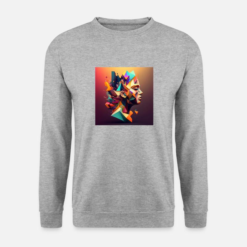 Buntes Gesicht - Unisex Pullover - Weißgrau meliert