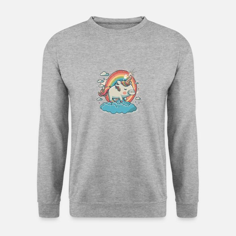 Schweinunihorn - Unisex Pullover - Weißgrau meliert