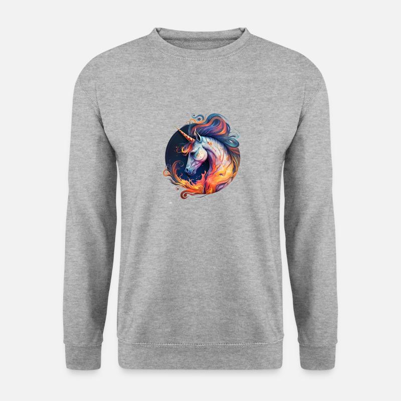 Einhorn-Feuer - Unisex Pullover - Weißgrau meliert