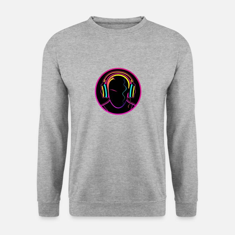 DJ Neon Style hard Music - Unisex Pullover - Weißgrau meliert