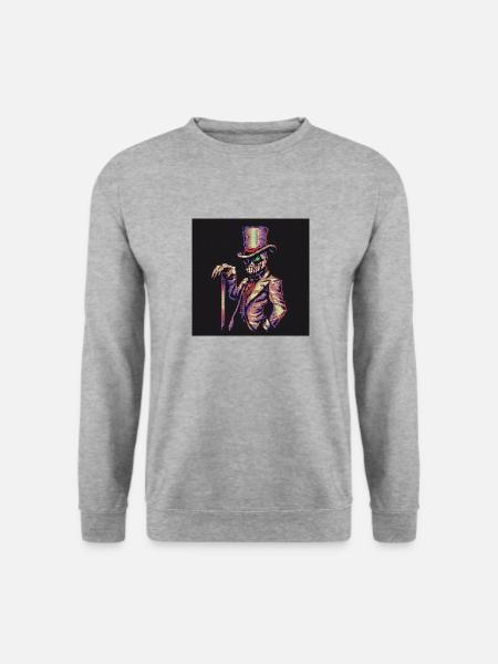 Alien im Anzug [Pixelkunst] - Unisex Pullover - Weißgrau meliert