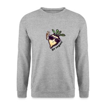 Mignon navet végétalien. Paix! - Sweat-shirt Unisexe - gris chiné - Devant - Alina (178cm) & Michal (187cm)