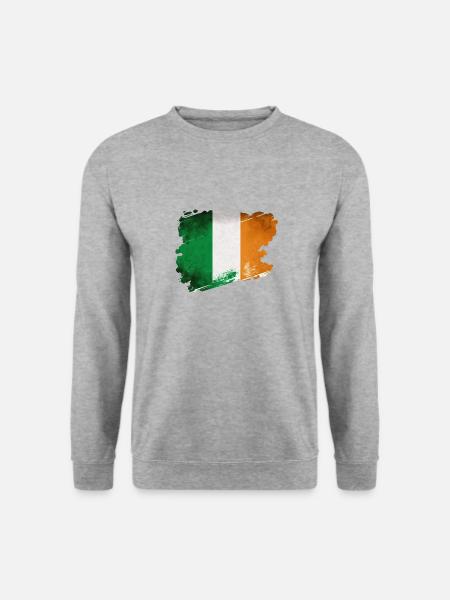Irland Flagge Fahne - Unisex Pullover - Weißgrau meliert