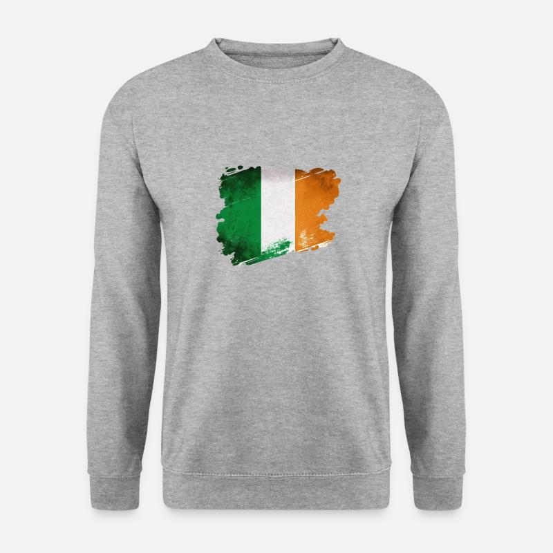 Irland Flagge Fahne - Unisex Pullover - Weißgrau meliert