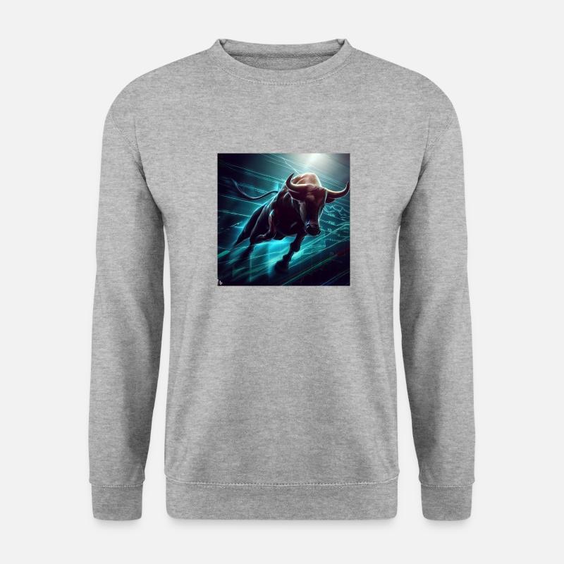 Aktienchart mit Bullen - Unisex Pullover - Weißgrau meliert