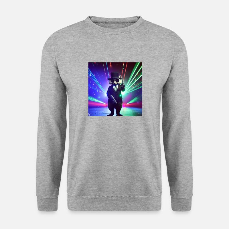 Gangster Waschbär - Unisex Pullover - Weißgrau meliert