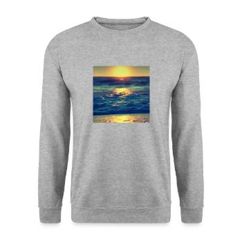 retro see sunset - Unisex Pullover - Weißgrau meliert - Vorne - Alina (178cm) & Michal (187cm)