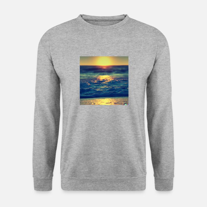 retro see sunset - Unisex Pullover - Weißgrau meliert