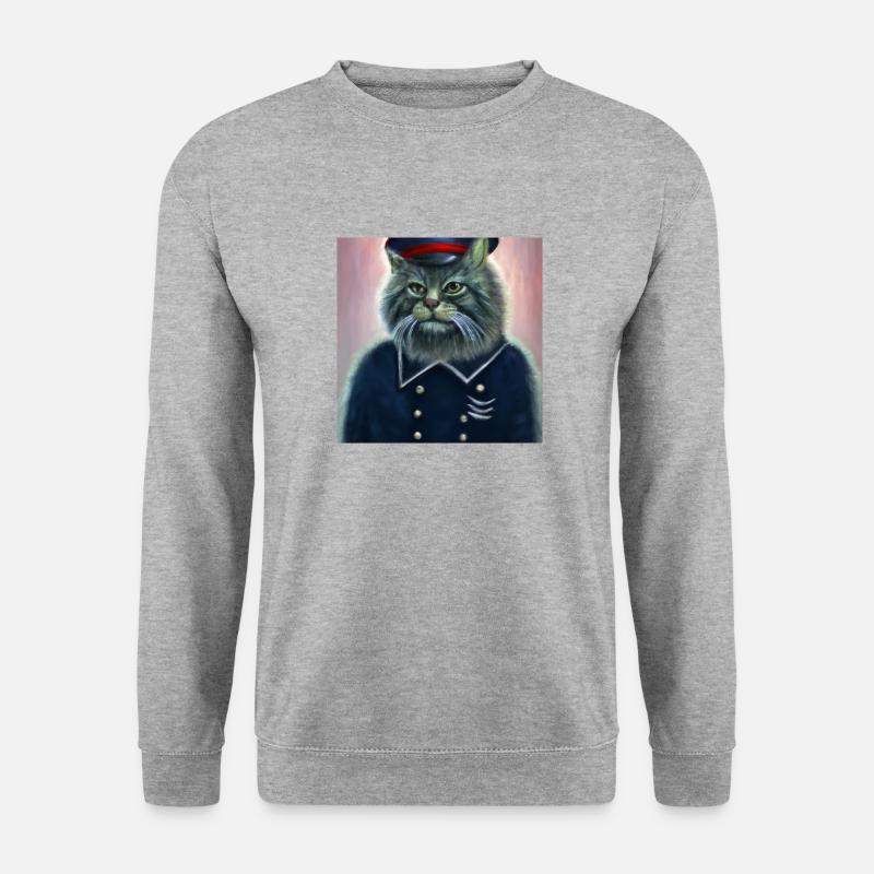 Karl, der Admiralskater - Unisex Pullover - Weißgrau meliert