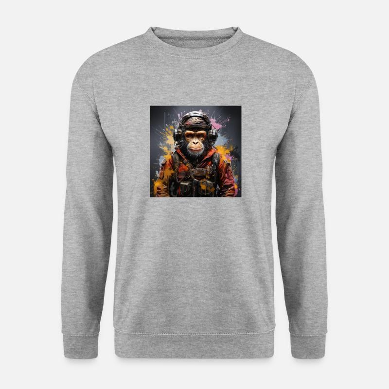 Affensoldat - Unisex Pullover - Weißgrau meliert