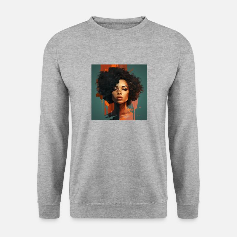 Beautiful Black Women Art - Unisex Pullover - Weißgrau meliert