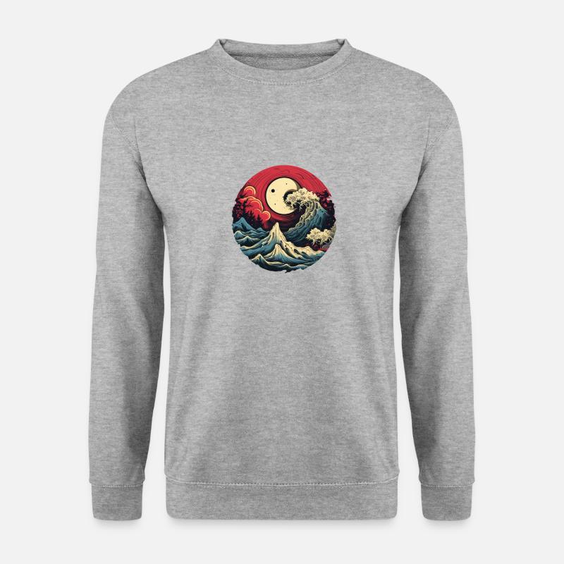 Erde Wellen Mond - Unisex Pullover - Weißgrau meliert