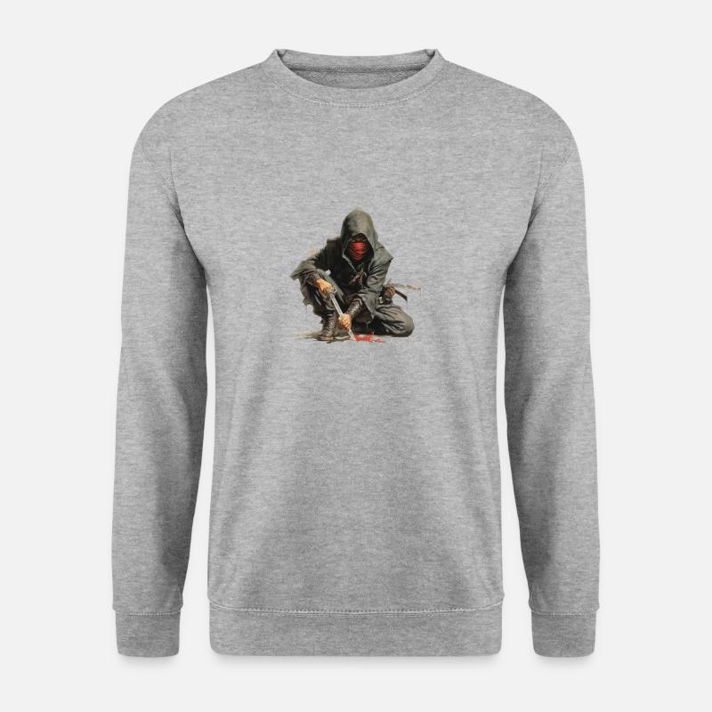 Maskierter Ninja - Unisex Pullover - Weißgrau meliert
