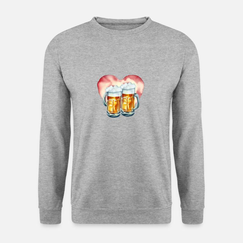 Bier-Liebe - Unisex Pullover - Weißgrau meliert