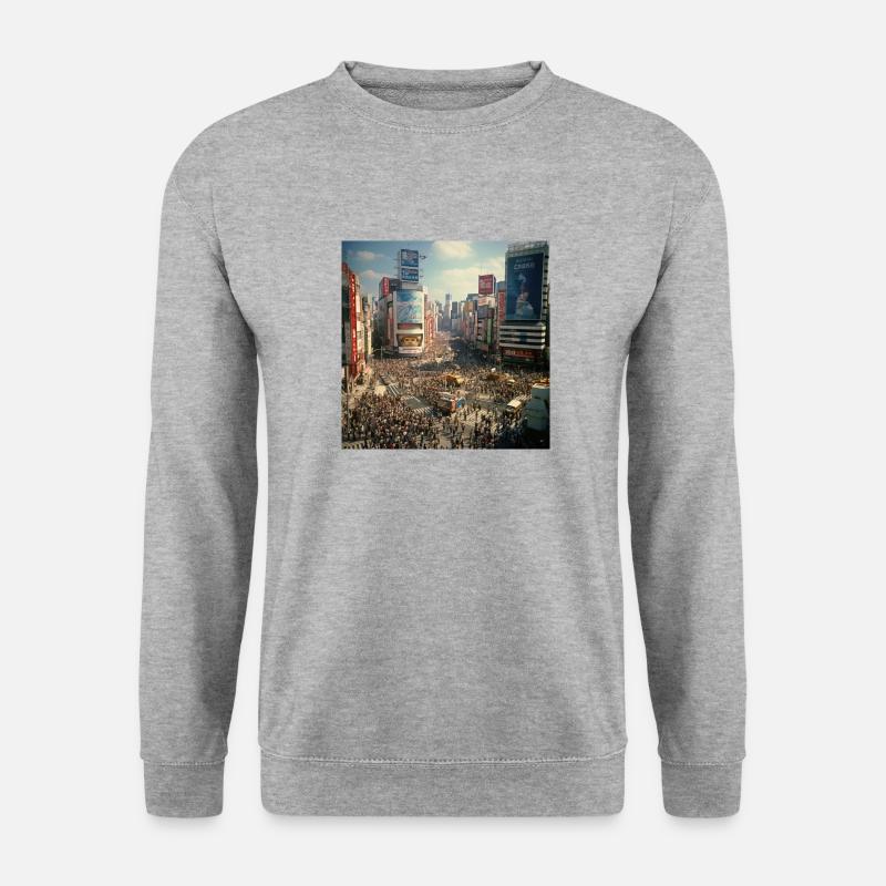 Tokio bei Tag - Unisex Pullover - Weißgrau meliert
