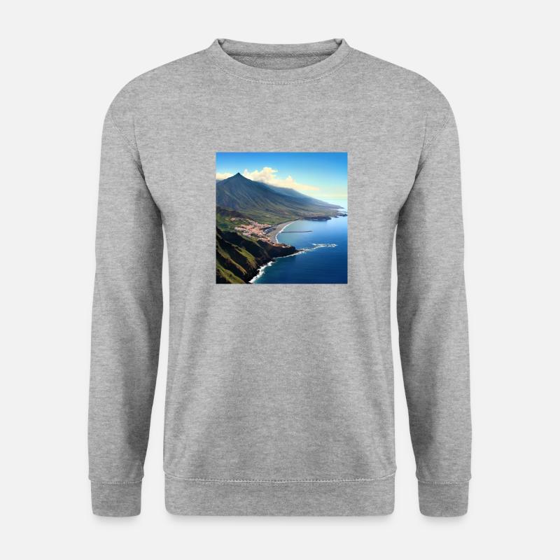Tropischer Inselvulkan - Unisex Pullover - Weißgrau meliert