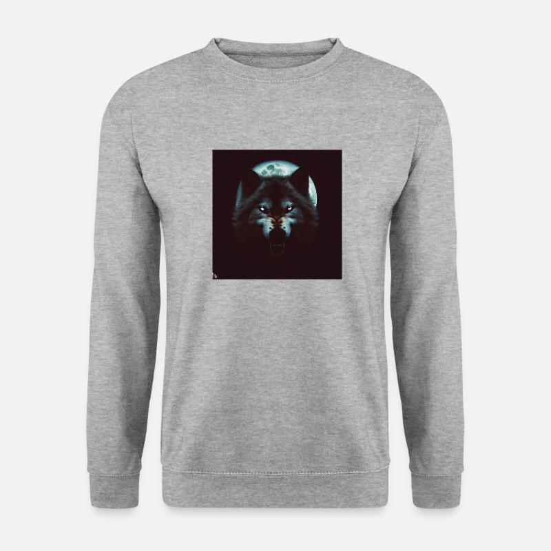 Wolf Moon 2 - Unisex Pullover - Weißgrau meliert