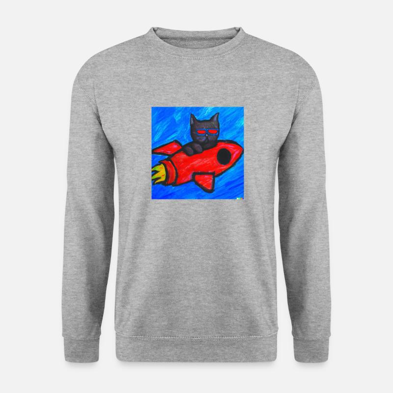 Raketenkatze - Unisex Pullover - Weißgrau meliert