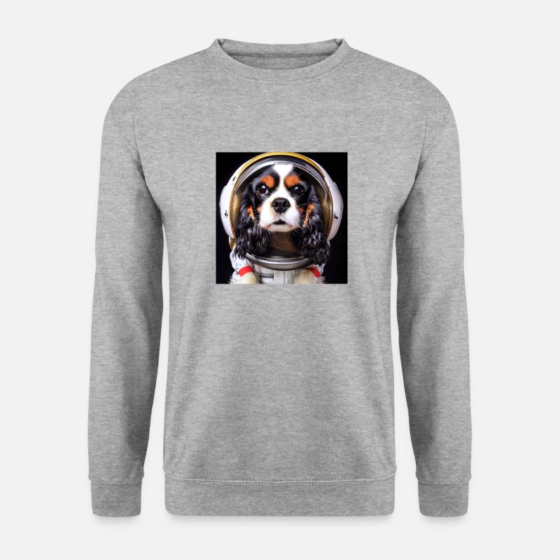 König Charles Cavalier Astronaut - Unisex Pullover - Weißgrau meliert