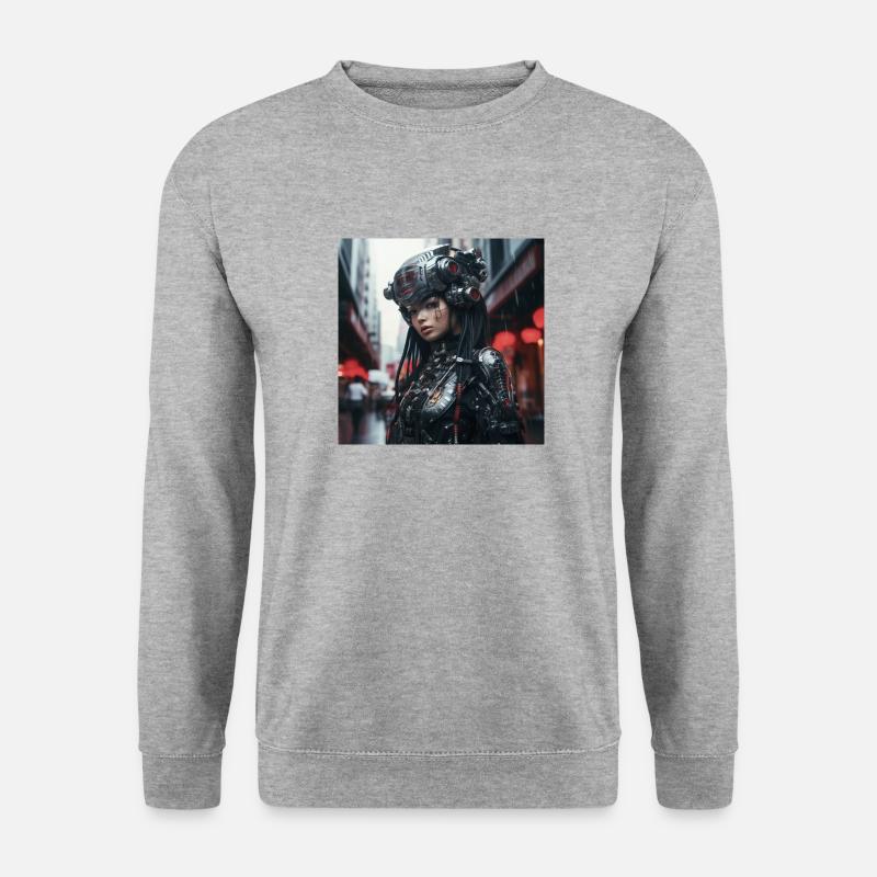 Japan Cyber Punk - Unisex Pullover - Weißgrau meliert