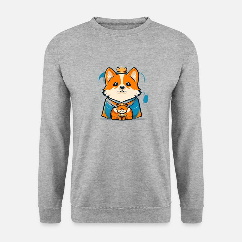 cute dog king - Unisex Pullover - Weißgrau meliert