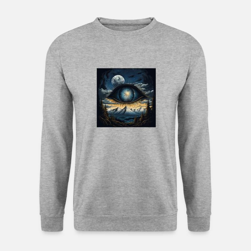 Eye moon mountains - Unisex Pullover - Weißgrau meliert