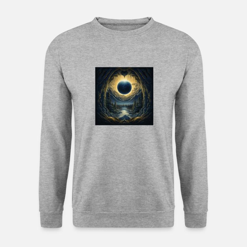 Planet landscape - Unisex Pullover - Weißgrau meliert