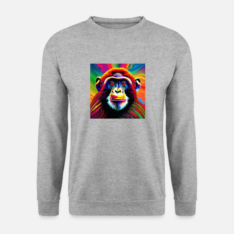 Trippy Affe - Unisex Pullover - Weißgrau meliert