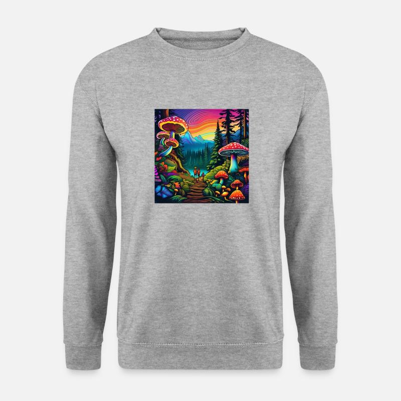 psychedelisches trippy Freundschafts-Design - Unisex Pullover - Weißgrau meliert